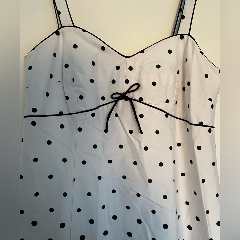 R & K‎ Polka Dot Sun Dress 16W Black White Romantic Easter Paris Preppy Coastal - Picture 4 of 13